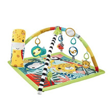 Fisher-Price 3-in-1 Baby Gym, Newborn to Toddler Tummy Time Play Mat with 5 Sensory Toys Lights & Sounds and Adjustable Arch, Rainforest