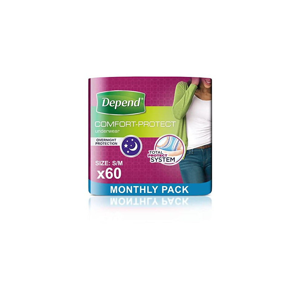 Depend Comfort Protect Incontinence Pants for Women, Small/Medium - 60 Pants