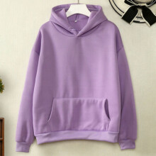 (Purple, Tag Size 3XL=UK Size 16) Ladies Fleece Hoodies Solid Sweatshirt Women Casual Loose Long Sleeve Tops UK