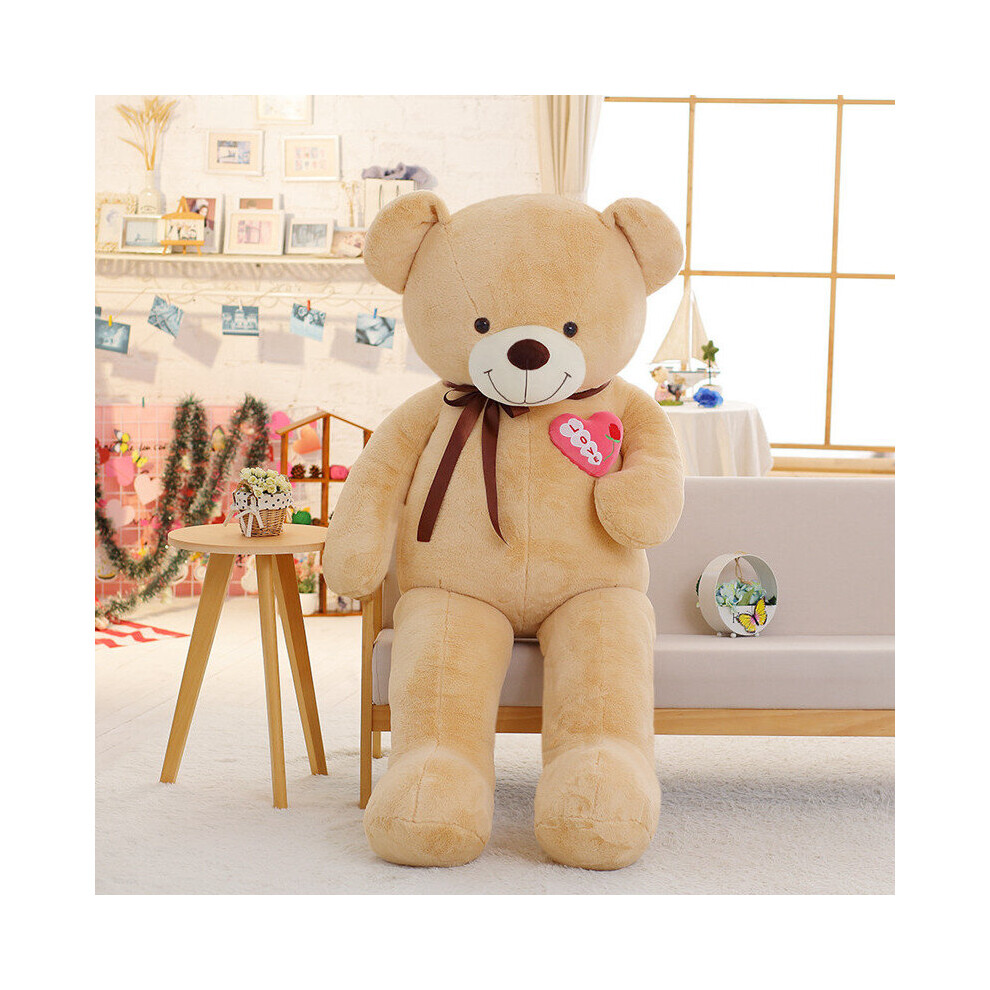 (75cm, Light brown) 75/90/110cm Large Teddy Bear Plush Toy Lovely Huge Stuffed Soft Bear Wear Bowknot Bear Kids Toy