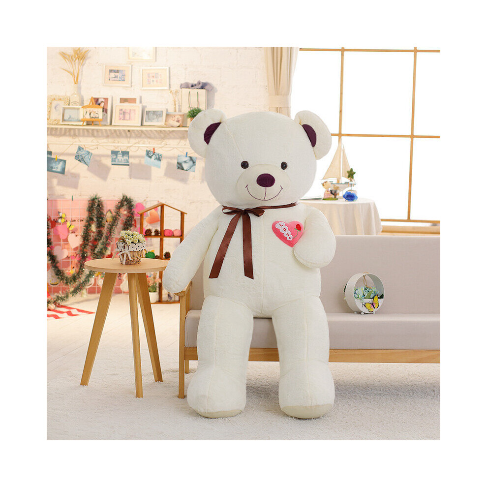 (110cm, White) 75/90/110cm Large Teddy Bear Plush Toy Lovely Huge Stuffed Soft Bear Wear Bowknot Bear Kids Toy