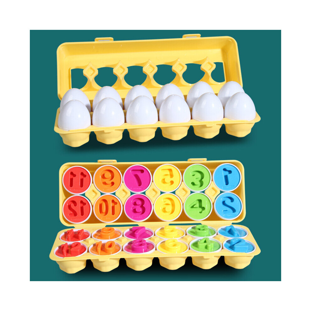 (12pcs number) 12 Matching Eggs Montessori Sensory Baby Toys Easter Eggs Chicken Colors Shapes