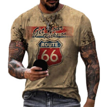 (Brown, M) Men T Shirts Crew Neck Summer Tops Mens Short Sleeve Daily Wear Regular Fit