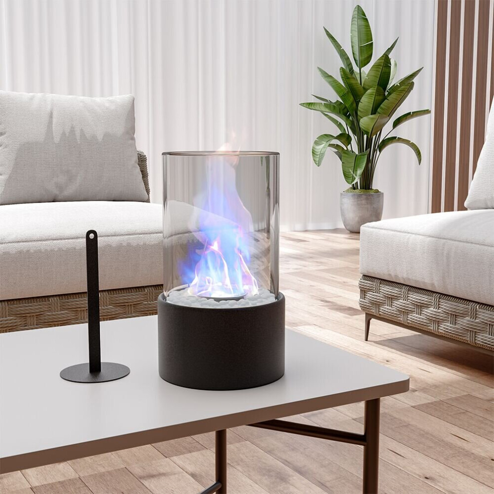 Round Bio Ethanol Tabletop Fireplace with Flame Guard