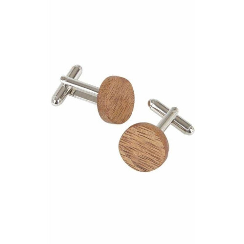 Round Cufflinks - Amazaque Wood KCL60