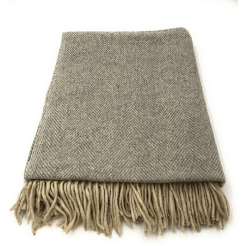 100% Silver Herringbone Blanket Throw Brand New