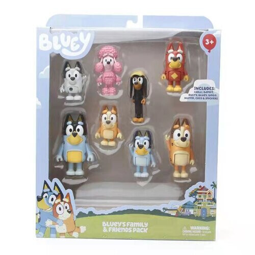 Bluey 8Pcs Bluey Οικογένεια και Φίλοι Σκύλος Pet Action Figures Model Toy Set Παιδικό δώρο