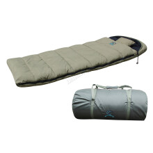 CARPZILLA 4-Season Fleece-Lined Sleeping Bag with Integral Pillow, Twin Zip, Dark Green A023-026 for Carp Fishing & Camping