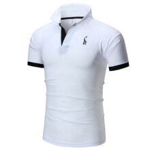 (White, M) Mens Short Sleeve Polo Shirt Slim Fit Work Casual Tops Blouse Pullover T-Shirt