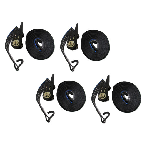 Ratchet Straps 25MM 10M 800KG X4 (Black Tie Down Heavy Duty Cargo)