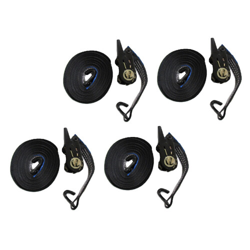 Ratchet Straps 25MM 10M 800KG X4 (Black Tie Down Heavy Duty Cargo) 1