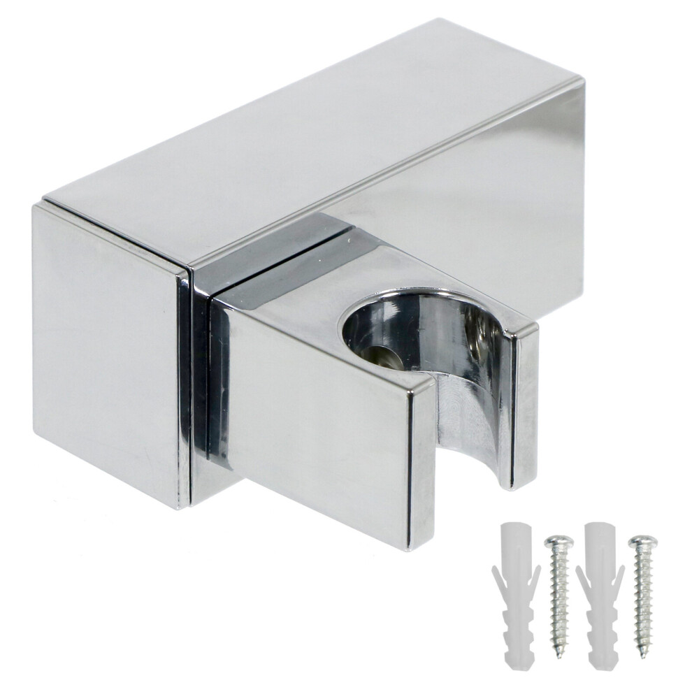 Shower Head Wall Clamp Adjustable Square Angled Chrome Bracket Handset Holder