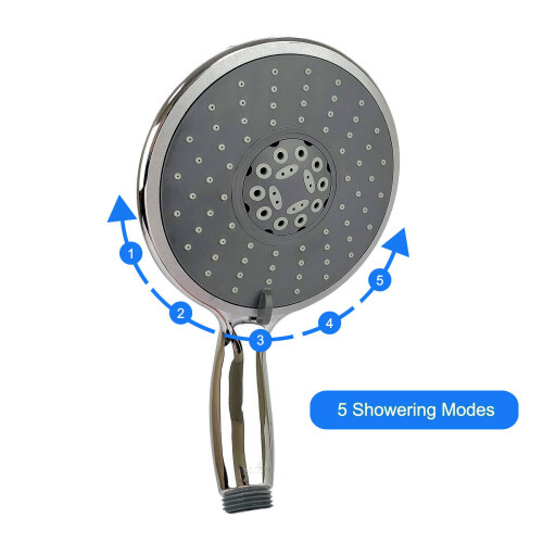 EcoSpa Large Round Chrome Shower Handset 150mm 5 Functions 2