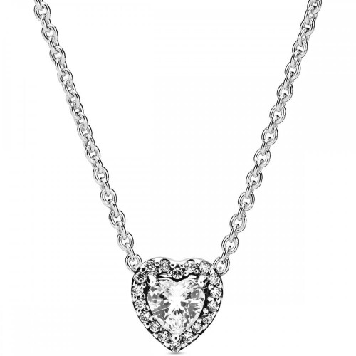 PANDORA Timeless Silver Cz Necklace in White | Lyst