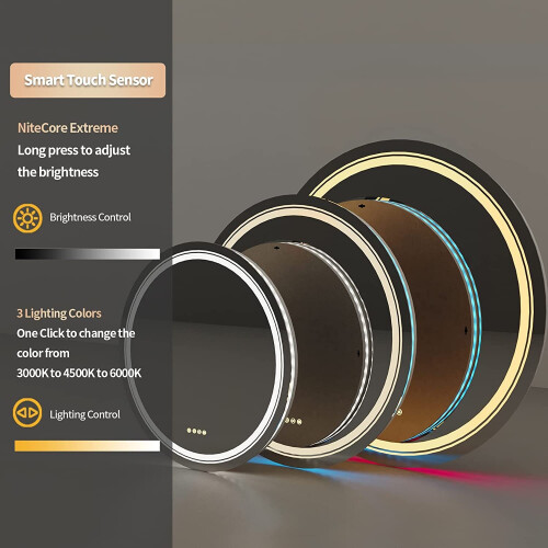 (round 600mm) RGB Backlit Front Light Bathroom Mirror 2