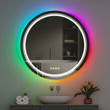 (round 600mm) RGB Backlit Front Light Bathroom Mirror