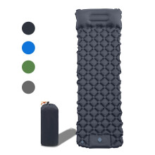 (green) Outdoor Camping Sleeping Pad Inflatable Mattress with Pillows Ultralight Air Mat Built-in Inflator Pump Travel Hiking