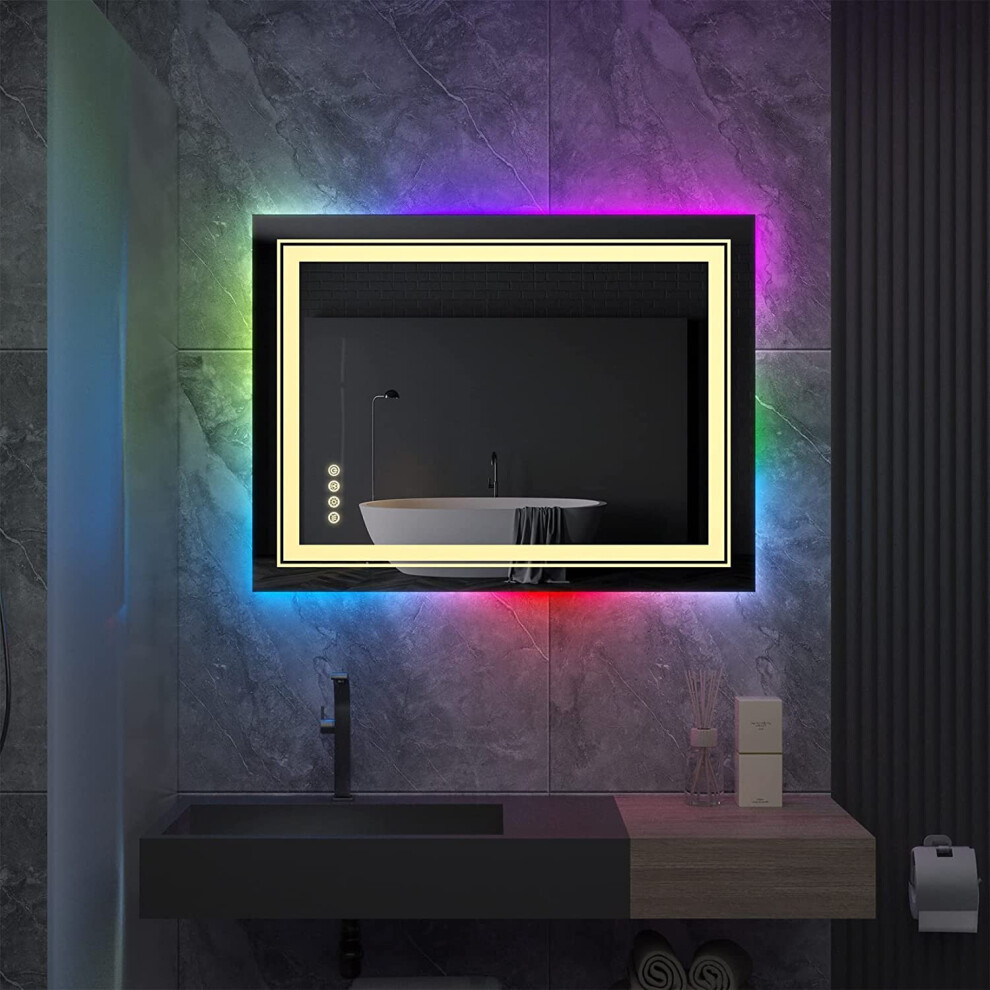 (Rectangular 700x900mm) RGB Backlit Front Light Bathroom Mirror