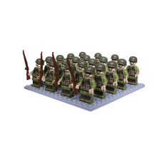 (US Army - B) Set 24pc WWII Army Military Mini Figures Building Kit fit for Lego