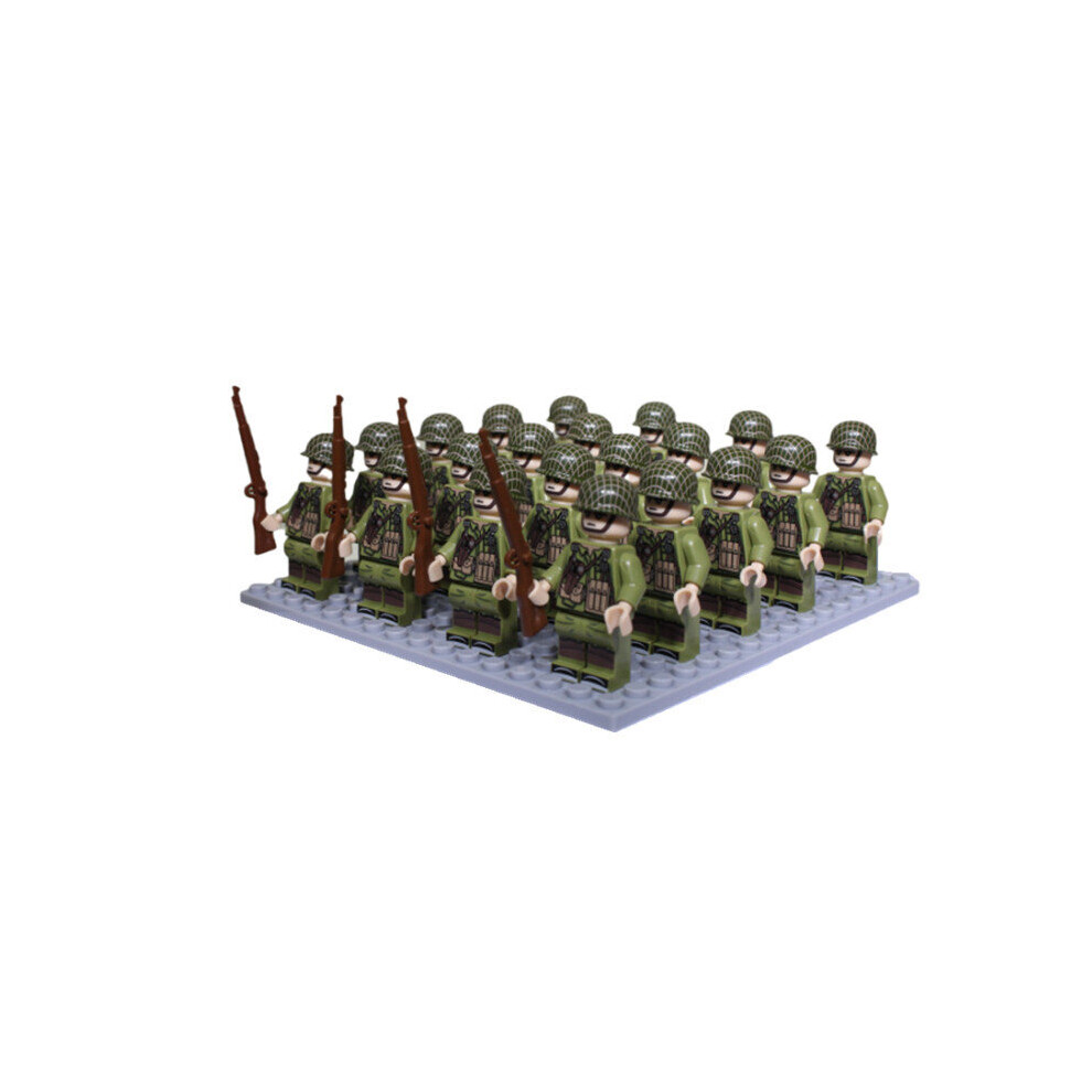 Sunvivid (Us Army - B) Set 24Pc Wwii Army Military Mini Figures Building Kit Fit For Lego