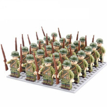 (US Army - A) Set 24pc WWII Army Military Mini Figures Building Kit fit for Lego