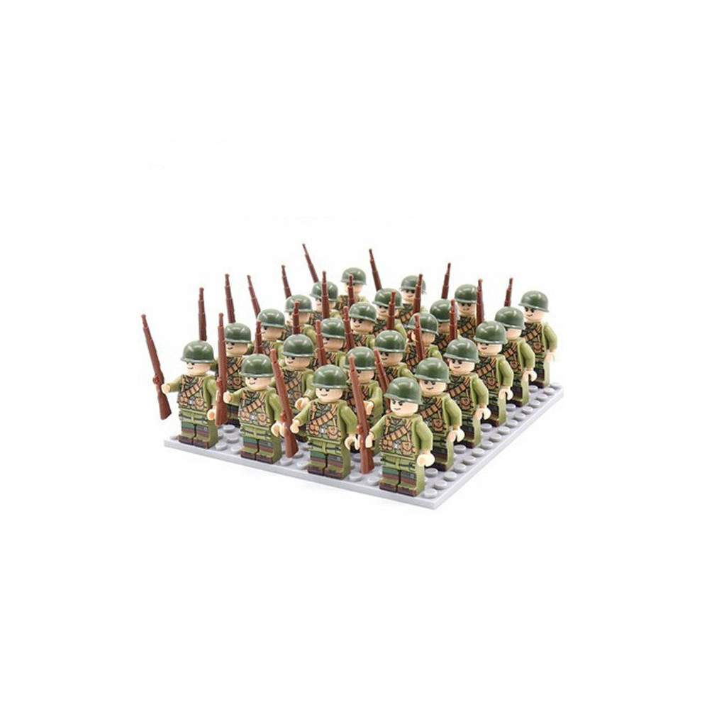 Sunvivid (Us Army - A) Set 24Pc Wwii Army Military Mini Figures Building Kit Fit For Lego