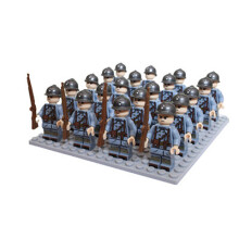 (French Army - B) Set 24pc WWII Army Military Mini Figures Building Kit fit for Lego