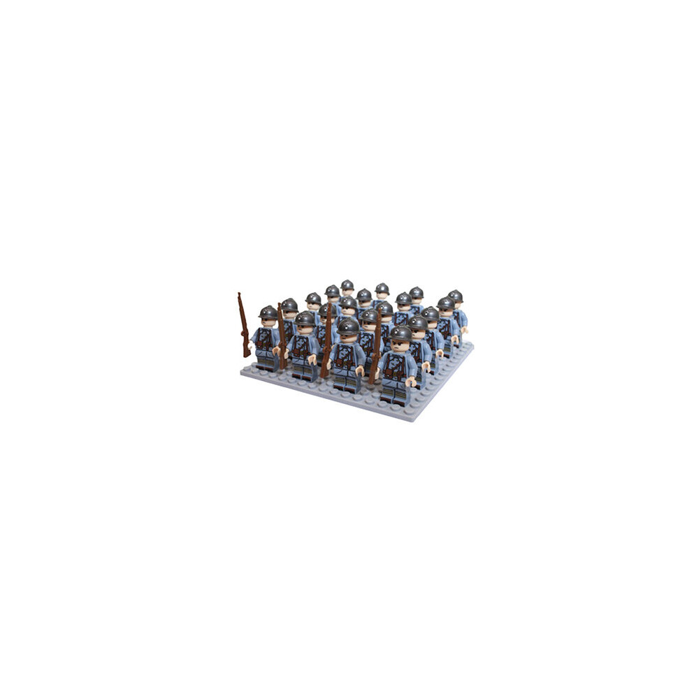 Sunvivid (French Army - B) Set 24Pc Wwii Army Military Mini Figures Building Kit Fit For Lego