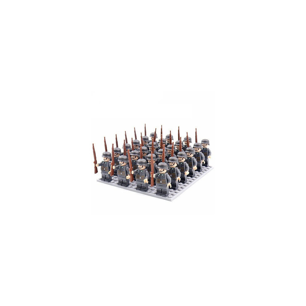 Sunvivid (German Army - A) Set 24Pc Wwii Army Military Mini Figures Building Kit Fit For Lego
