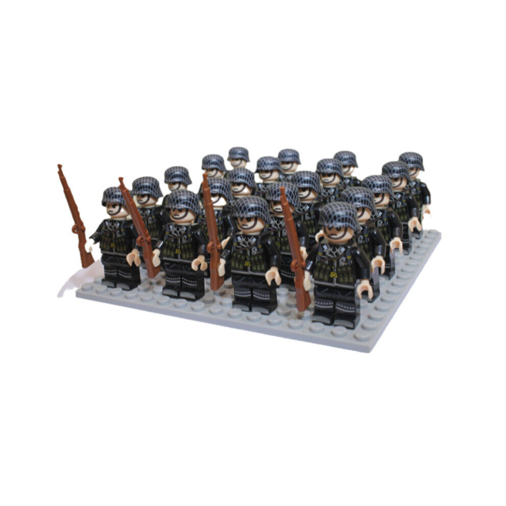 (German Army - D) Set 24pc WWII Army Military Mini Figures Building Kit fit for Lego