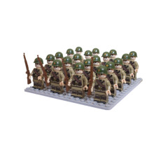(Soviet Army-C) Set 24pc WWII Army Military Mini Figures Building Kit fit for Lego