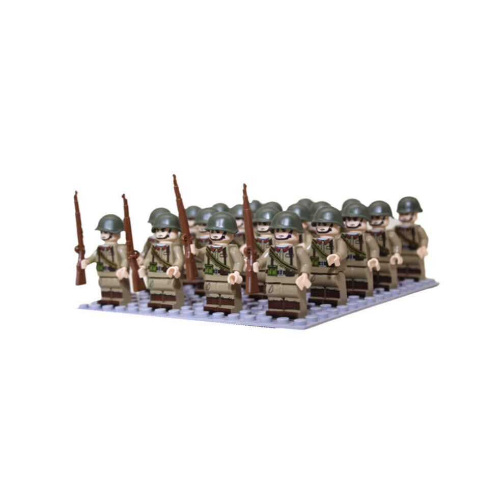 (Soviet Army-B) Set 24pc WWII Army Military Mini Figures Building Kit fit for Lego