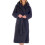 Slenderella (Charcoal, Large - UK 16/18) Slenderella Ladies Striped Teddy Bear Fleece Hooded Wrap Dressing Gown 1