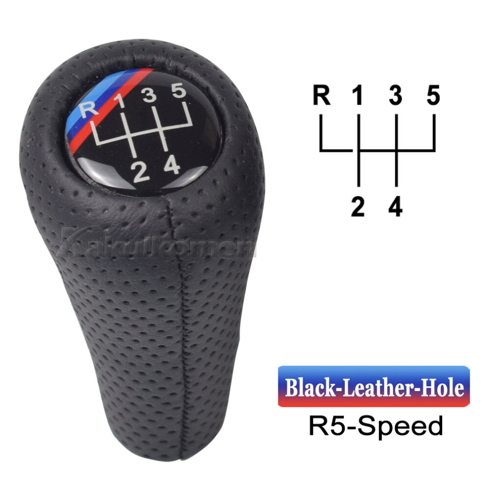 (5 Speed -Hole) Gear Shift Knob For Bmw E46 E53 E60 E61 E63 E65 E81 E82 E83 E87 E90 E91 Black 9435914683086