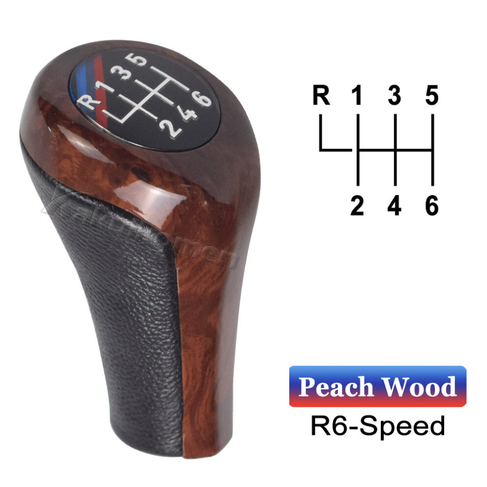 (6 Speed Wood) Gear Shift Knob For Bmw E46 E53 E60 E61 E63 E65 E81 E82 E83 E87 E90 E91 Peach 9435914683208