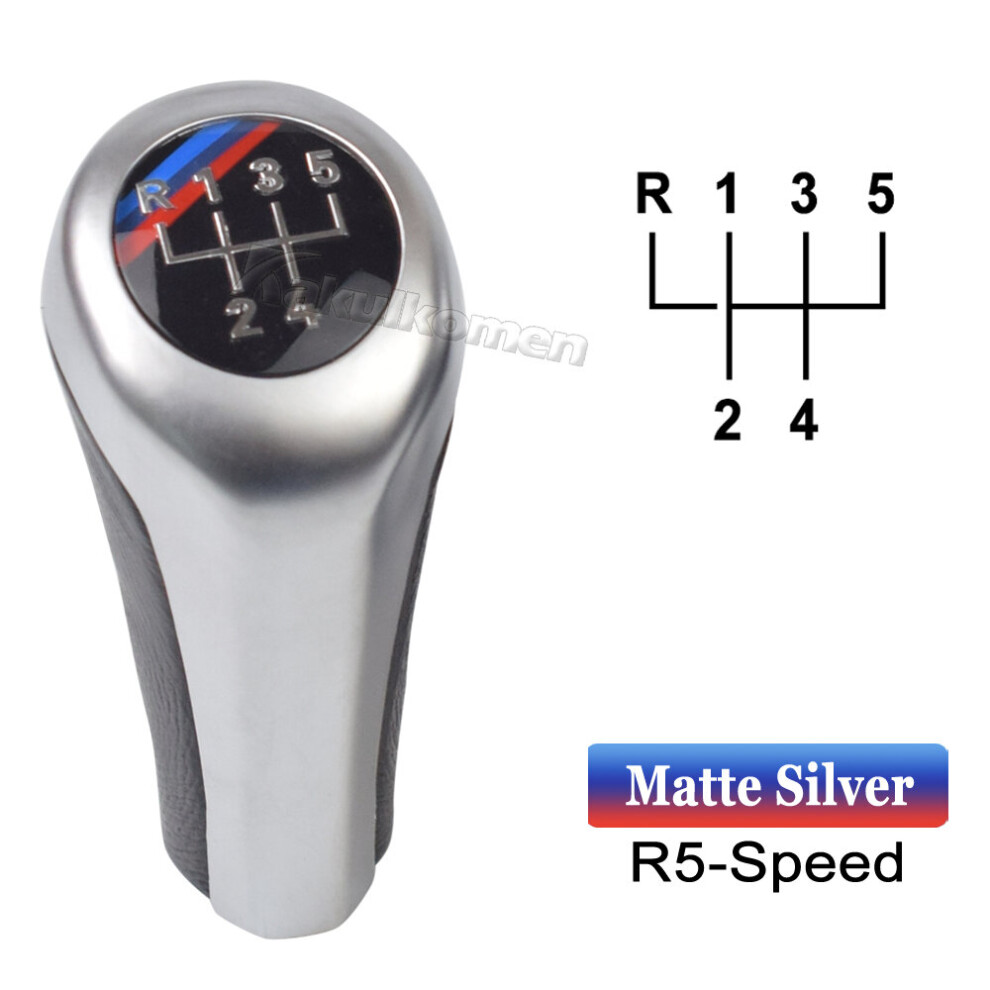 (5 Speed Matte ) Gear Shift Knob For Bmw E46 E53 E60 E61 E63 E65 E81 E82 E83 E87 E90 E91 Silver 9435914683130