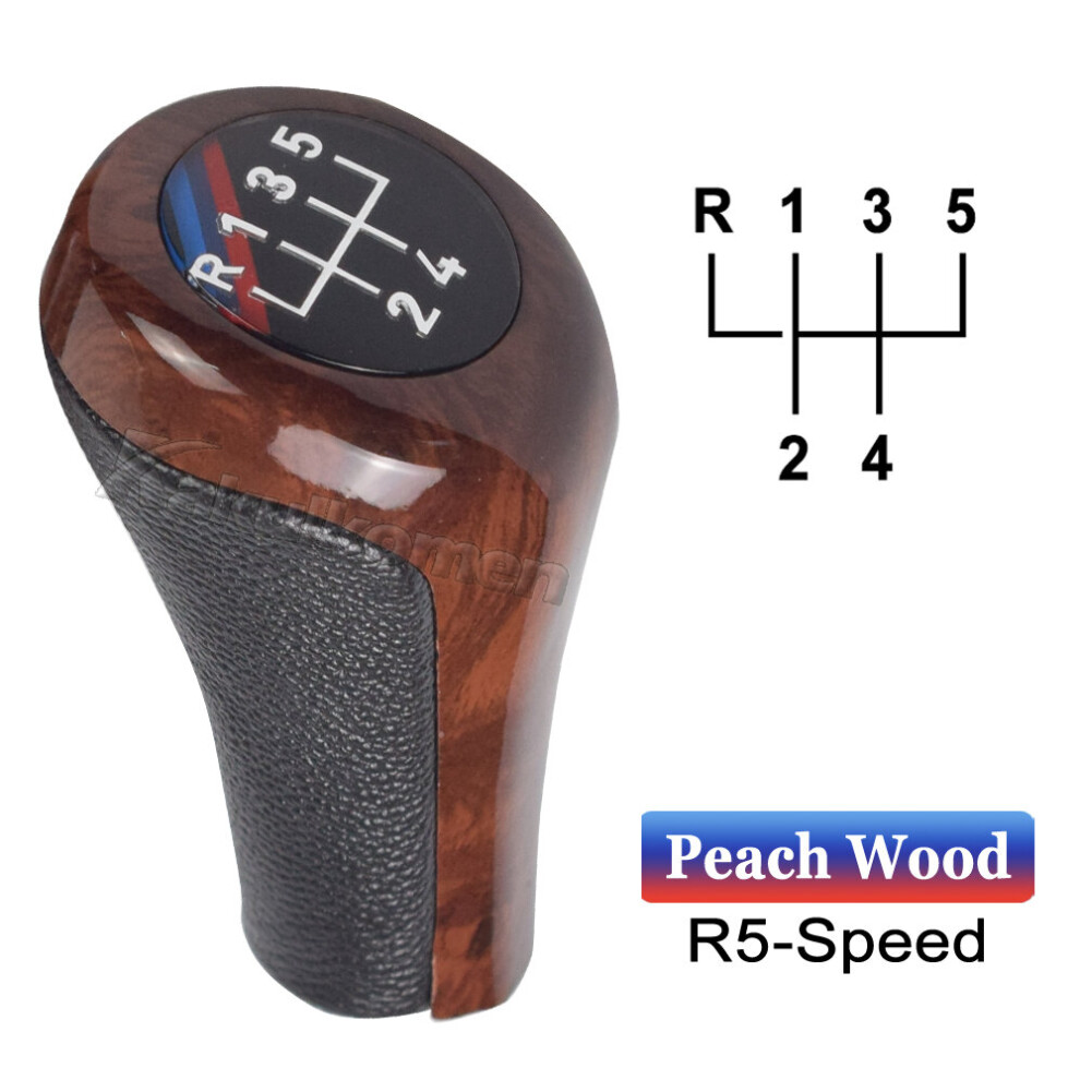 (5 Speed Wood) Gear Shift Knob For Bmw E46 E53 E60 E61 E63 E65 E81 E82 E83 E87 E90 E91 Peach 9435914683147