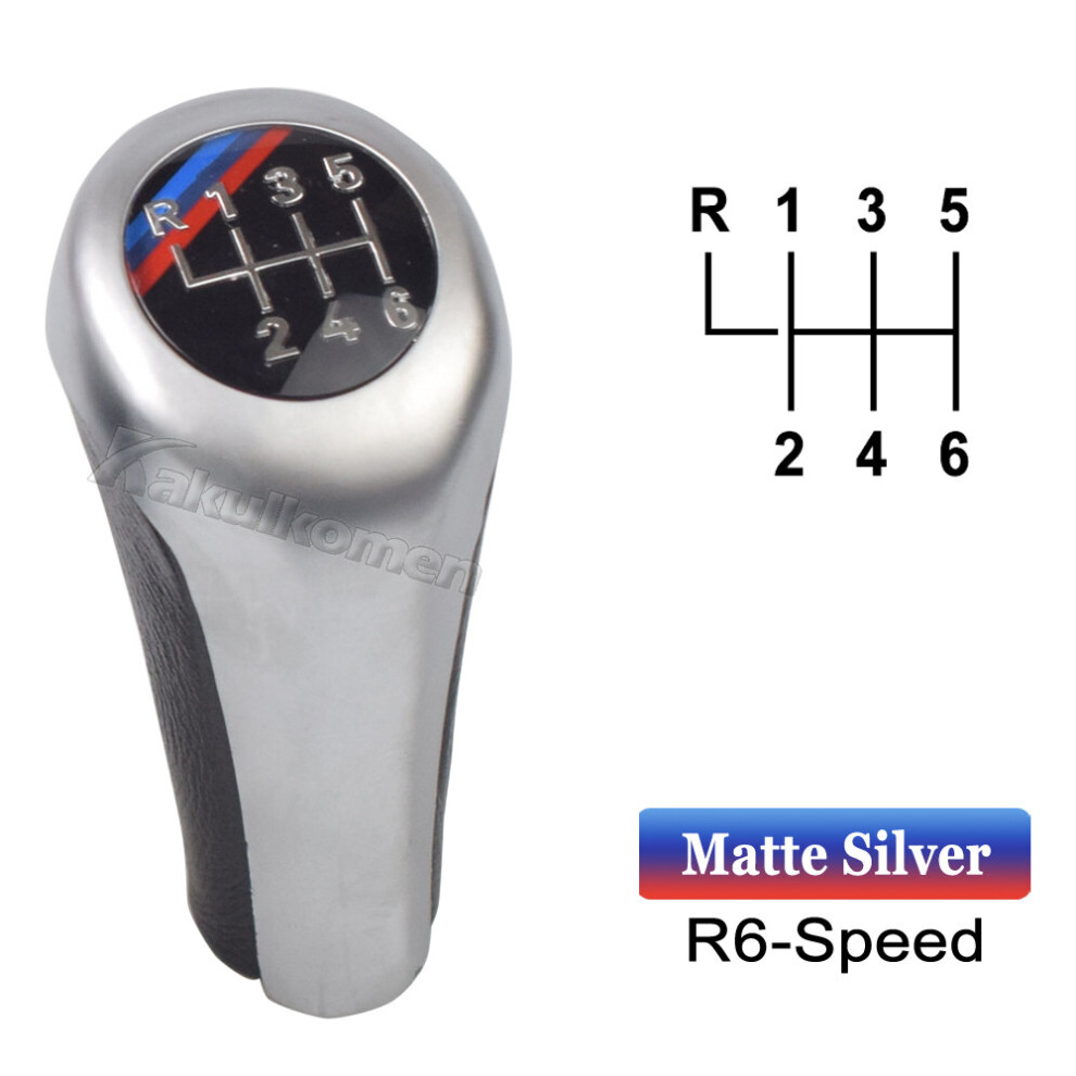 (6 Speed Matte ) Gear Shift Knob For Bmw E46 E53 E60 E61 E63 E65 E81 E82 E83 E87 E90 E91 Silver 9435914683192