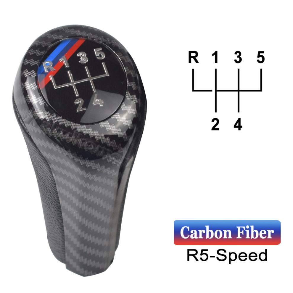 (5 Speed Carbon Fiber) Gear Shift Knob For Bmw E46 E53 E60 E61 E63 E65 E81 E82 E83 E87 E90 E91 9435914683109