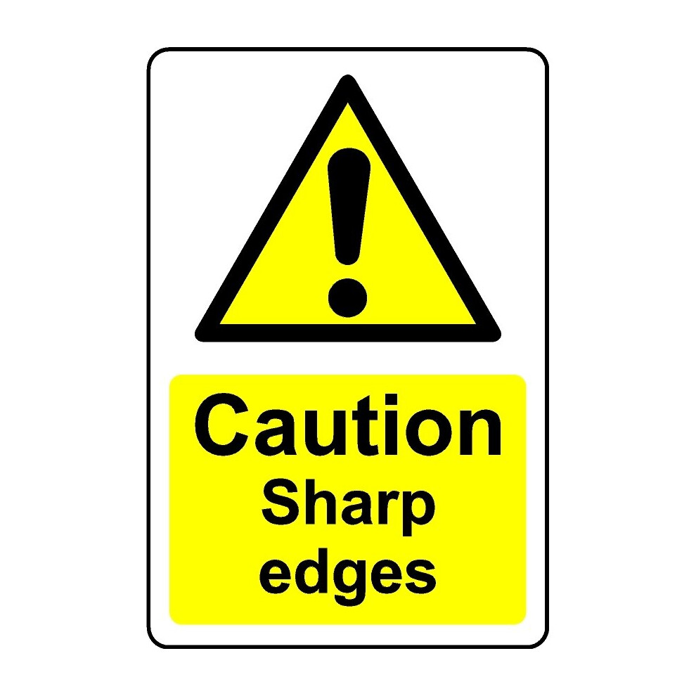 Caution sharp edges safety sign - 1mm Plastic sign - 200mm x 150mm