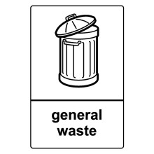 General waste recycling sign - Self adhesive sticker - 400mm x 300mm