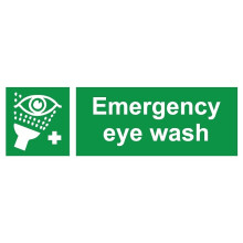 Emergency eye wash safety sign (L) - 1mm Plastic sign - 600mm x 200mm