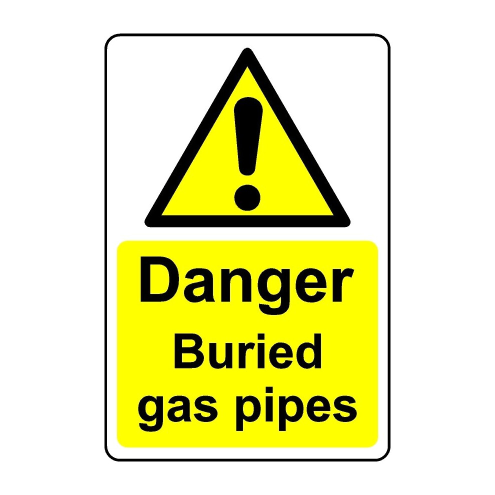 Kpcm Display Ltd Danger Buried Gas Pipes Safety Sign - 1Mm Plastic Sign - 100Mm X 150Mm