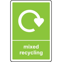 Mixed recycling sign - Self adhesive sticker - 100mm x 150mm