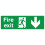 Fire exit down safety sign (L) - 1mm Plastic sign - 600mm x 200mm 1