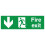 Fire exit down running man left safety sign (L) - Self adhesive sticker - 300mm x 100mm 1