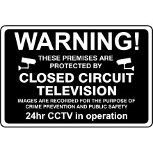 Warning these premises are protected by 24hr CCTV safety sign - 1mm Plastic sign - 600mm x 400mm