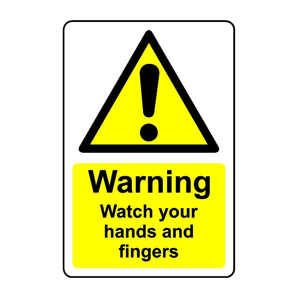 Warning watch your hands and fingers safety sign - 1mm Plastic sign - 100mm x 150mm