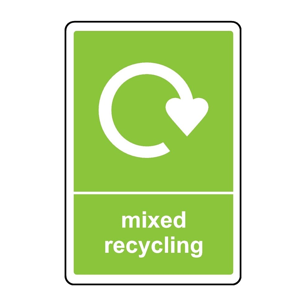 Mixed recycling sign - 1mm Plastic sign - 300mm x 200mm