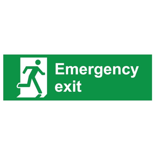 Emergency exit safety sign (L) - Self adhesive sticker - 450m x 150mm